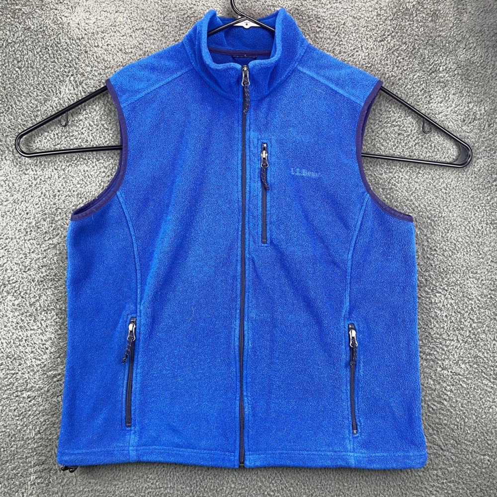 LLBean Men's Fleece Vest Blue Size L Reg Full Zip Pockets Outdoor Activewear